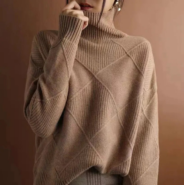 Erica | Textured Turtleneck Knit Sweater