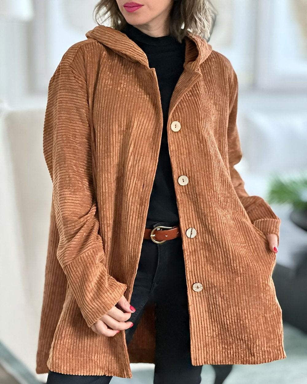 Cordio - Cozy Corduroy Hooded Jacket