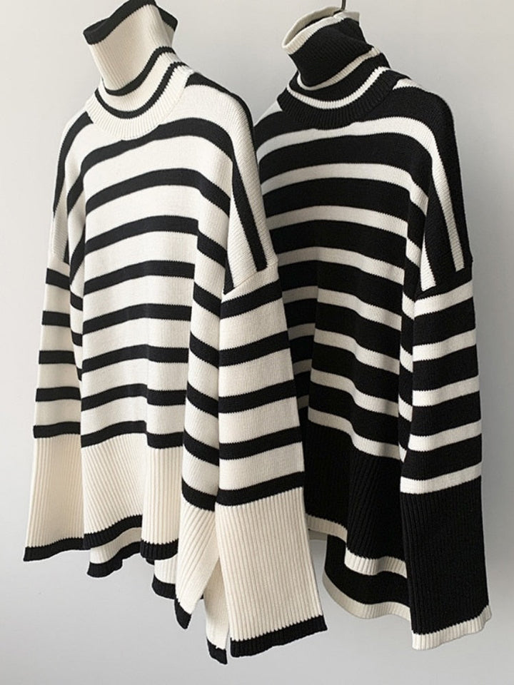 Tracy - Oversized Striped Turtleneck Sweater