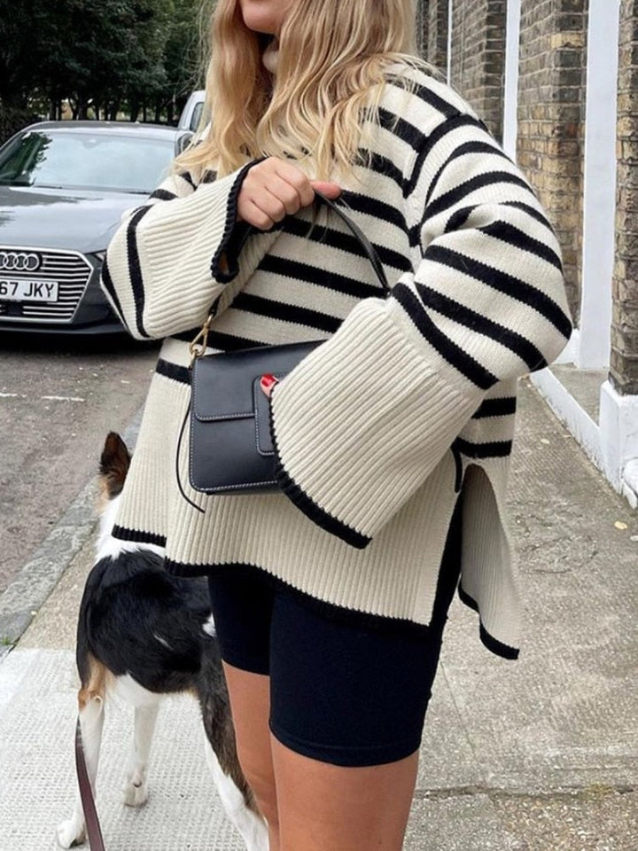 Tracy - Oversized Striped Turtleneck Sweater