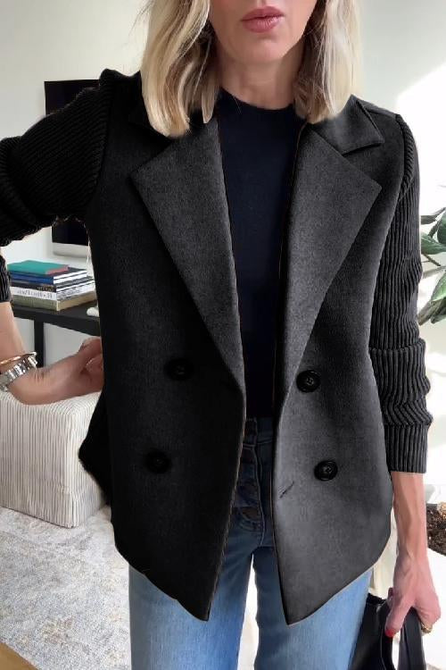 Lenore - Chic Knit-Sleeve Blazer