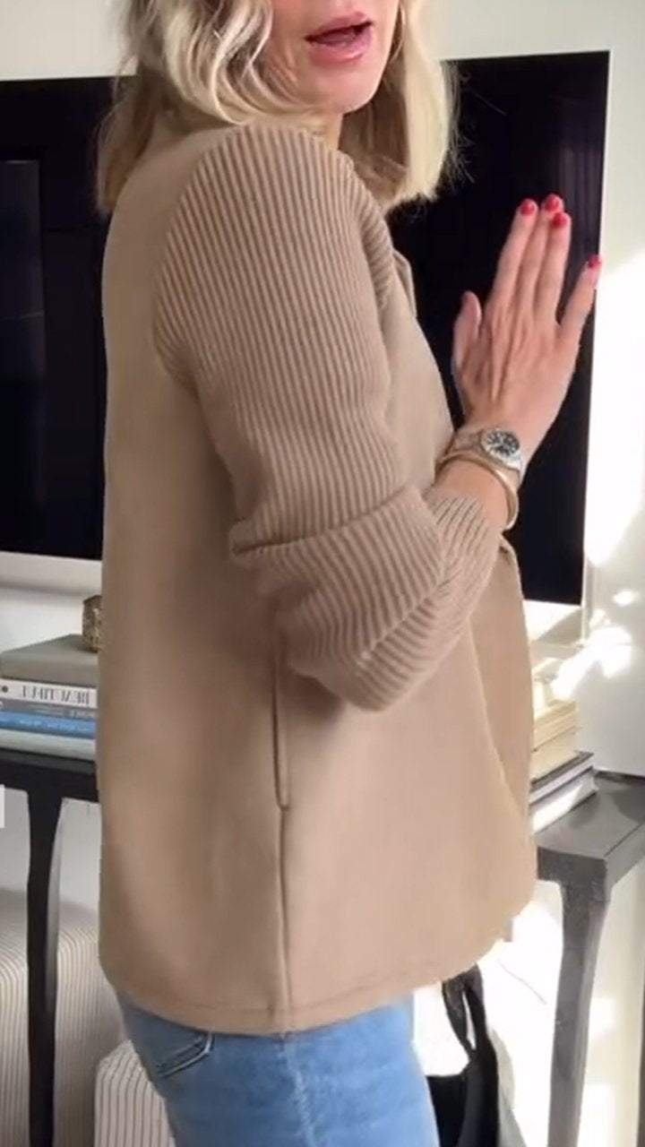 Lenore - Chic Knit-Sleeve Blazer